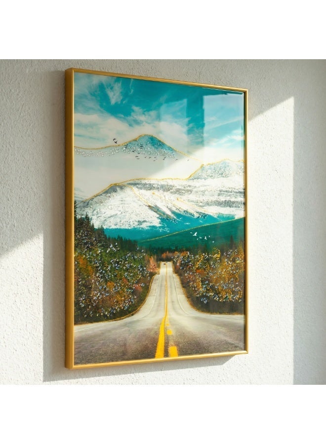 لوحة فنية من راتنج الزجاج الكريستالي مقاس 50×70 سم مع تفاصيل من اللمعان ورقائق الذهب تصميم أنيق يجمع بين المناظر الطبيعية، والزهور، وفن كاوس (KAWS)، وتصميم غزال تجريدي لوحة جدارية عصرية فاخرة لغرفة المعيشة وغرفة النوم تأثير بارز ثلاثي الأبعاد - Image 3